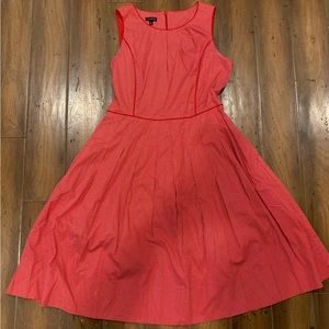EUC Talbots Red Polka Dot A-line sleeveless dress 10